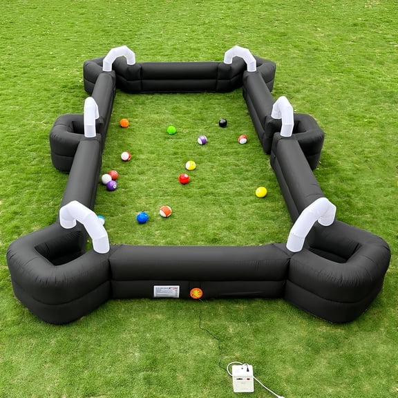 Sewinfla Inflatable Soccer Field Pool Combo Inflatable Games Outdoor Giant Soccer Table Pool Table Billiard Ball Game Includes 220W Blower & 16 Ballsfor Backyard Indoor Sports Game (Black)