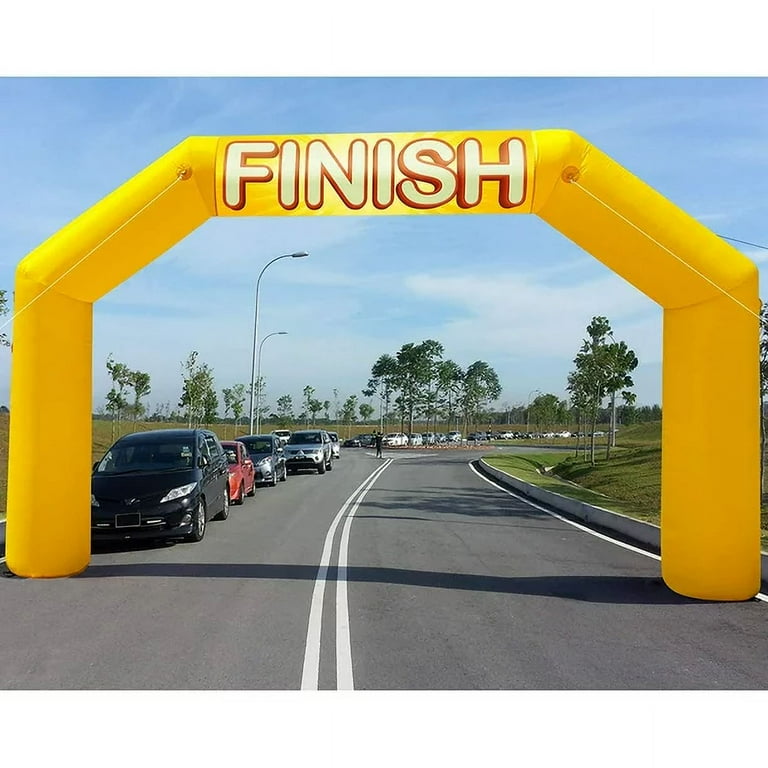 Sewinfla Outdoor inflatable race archway Yellow 20ft with 2 Interchangeable  Banners and 240W Blower for Race Outdoor Advertising Commerce