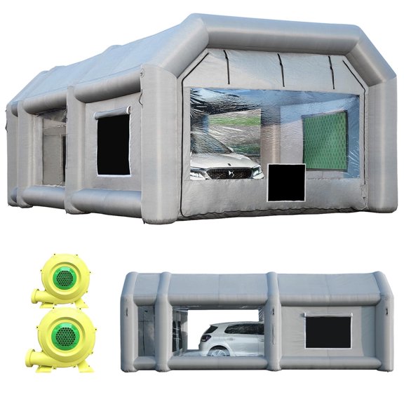 Sewinfla Professional Inflatable Paint Tent 26 x 15 x 10 FT with 2 Blowers (750W + 950W) Air Filter System for Automotive Furniture Painting