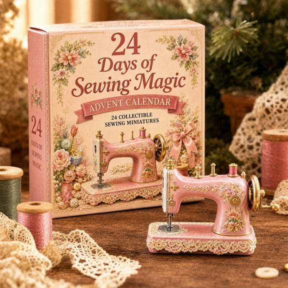 Sewing Advent Calendar 2026, 24 Days of Christmas Advent Calendar with Sewing Themed 2D Acrylic Christmas Ornaments, Christmas Countdown Box for Sewing Lovers Craft Hobbyists