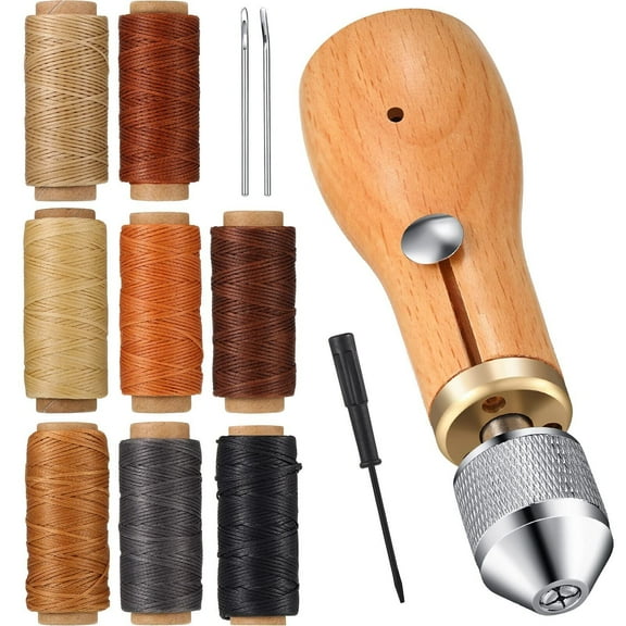 Sewing Awl Kit Portable Leather Sewing Awl Kit with Waxed Thread and Screwdriver