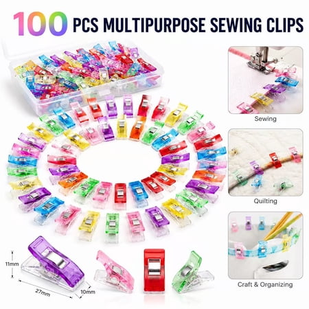 Sewing Clips, 100 Pcs with Plastic Box,Premium Multipurpose Quilting Clips for Supplies Crafting Tools,Assorted Colors Plastic Clips for Crafts, Plastic Clip for Craft,Sew Clip,Assorted Bright Colors price history and forecast - Genreen