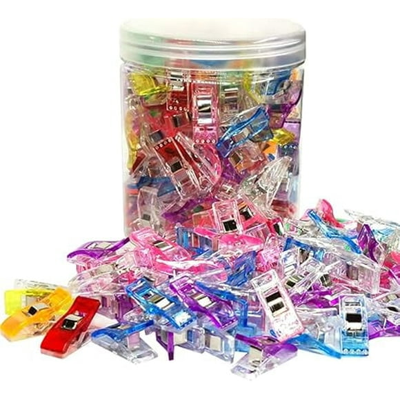 Sewing Clips, 100 Pcs with Plastic Box, Premium Multipurpose Sewing Accessories Sewing Clips Wonder Clips, Sewing Notions for Sewing Quilting Supplies Crafting Tools
