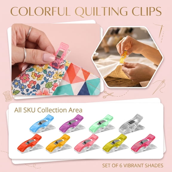 Sewing Clips, Colorful Fabric Clips for Sewing and Quilting, Reusable Quilt Clips for Binding Hemming DIY Crafts, 50 PCS
