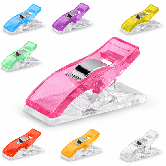 Sewing Clips, Transparent Fabric Clips for Sewing and Quilting, Colorful Quilt Clips for Binding Craft Sewing Projects, 50 PCS