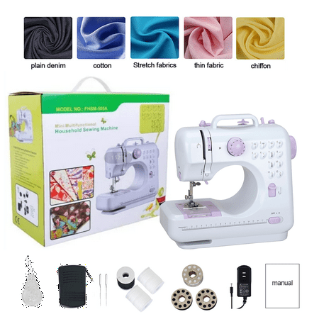 Sewing Electric Sewing Machine Crafting Speed Crafting Mending Machine Portable Mini with 12 Built-in Stitches, 2 Speeds Double Thread, Embroidery,Foot Pedal for Beginners and Kids (White and Purple)