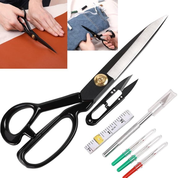 Sewing Fabric Cutting Scissors, Sharp Titanium Heavy Duty Shears, 10" Black