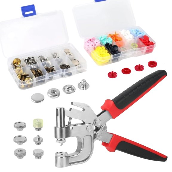 Sewing Fasteners 48Sets Plastic+20Sets Metal Snaps 2-in-1 Craft Installation Kit