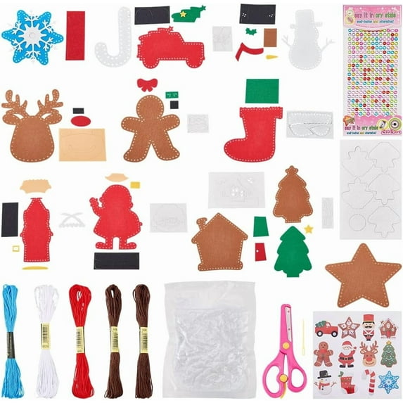 Sewing Felt Craft Kit Christmas Theme DIY Crafting and Sewing Set Stuffed Plushie Making Set for DIY Beginners Craft Christmas Birthday Gift