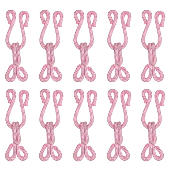 Sewing Hooks and Eye, 12pack Polyester Covered Hooks and Eyes Closure for Clothing(Pink, 37mm Length)