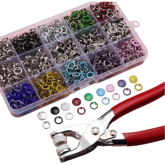 Sewing Kit with 100PCS Metal Buttons –2026 New Sewing Kit with Metal Buttons, Manual Pliers Tool Included, Button Installer for Clothing, for DIY Crafts Sewing Fabric Clothes Bag Jean (100, Colorful)
