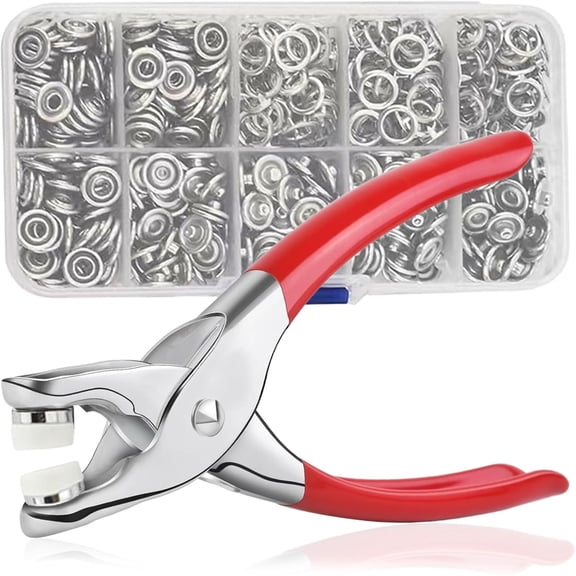 Sewing Kit with 100PCS Metal Buttons, Complete Snap Fastener Set with Manual Installation Pliers for Clothing Repair and DIY Crafts on Fabrics and Garments