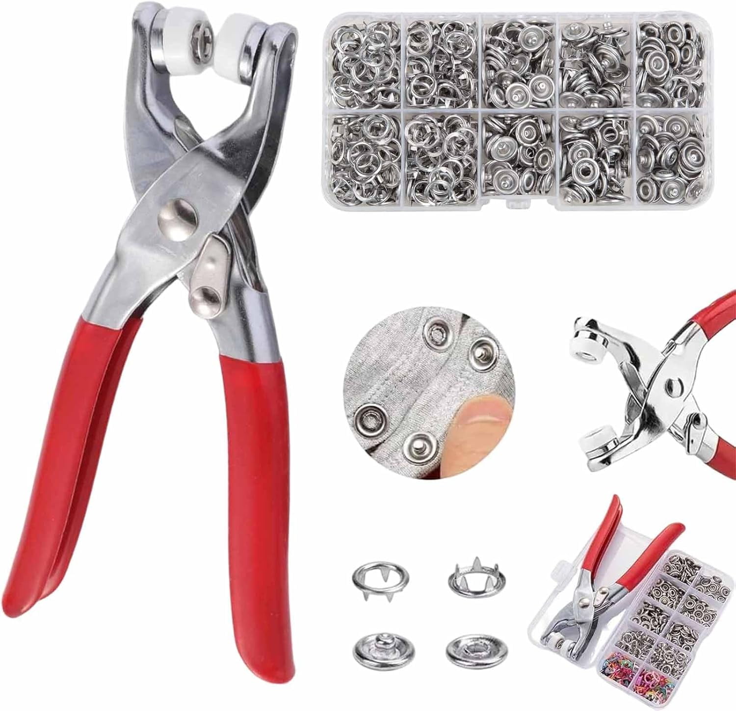 Sewing Kit with 100PCS Metal Snap Buttons, Silver Hollow Snaps for ...