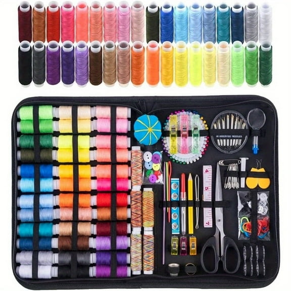 Sewing Kit, 200 Sewing Supplies, 41 Spools, Convenient Sewing Supplies for Travellers, Adults, Beginners, DIY and Home Use