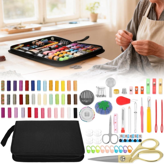 Sewing Kit 232 Pcs Stocking Stuffer Christmas White Elephant Present for Adult Teen Girl Grandma Beginner Traveler Portable Sewing Supplies Accessories with Thread Needle Scissor
