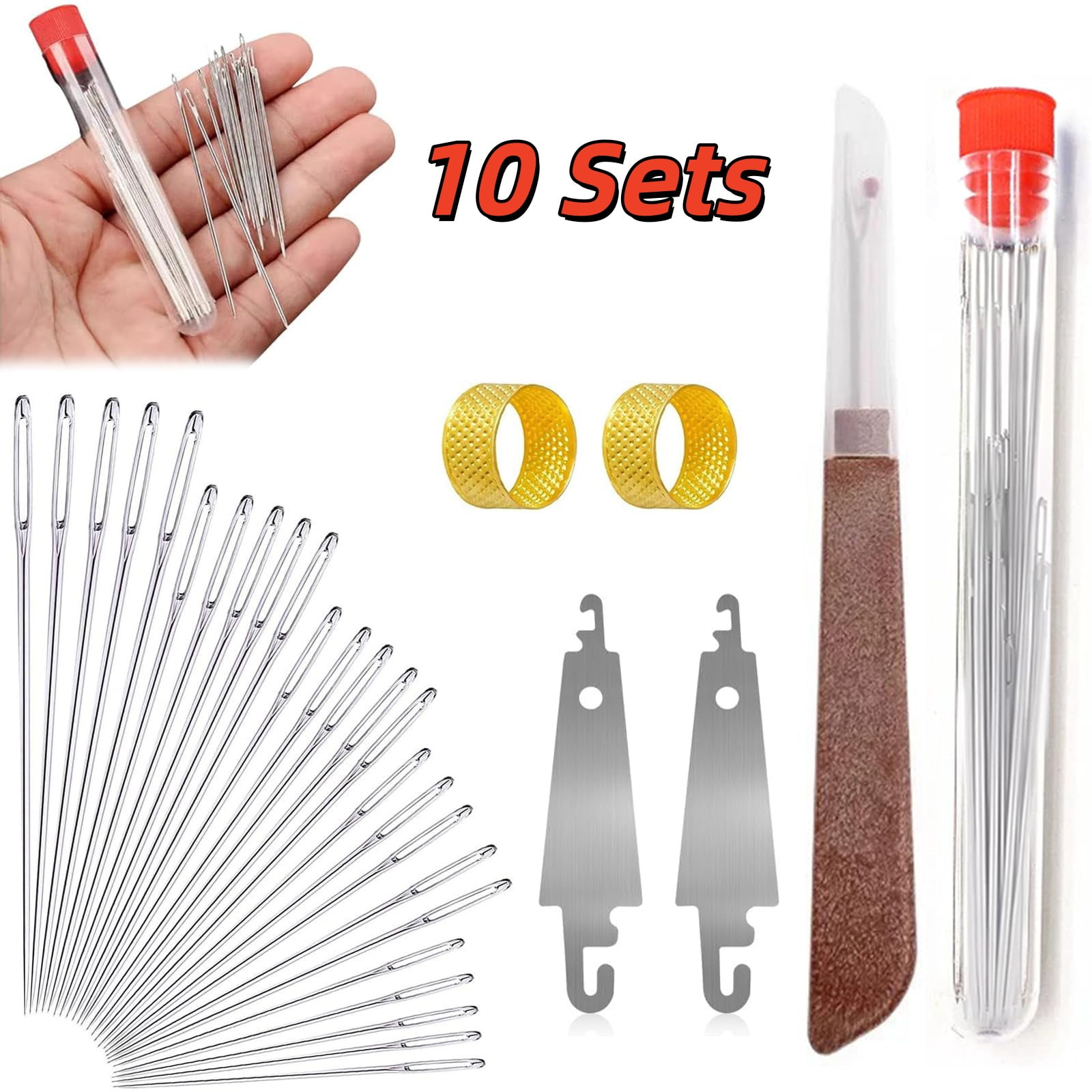 Sewing Kit,31 PCS Big Eye Stainless Steel Needles for Hand Sewing,2025 Beginner-Friendly Professional Stainless Steel Sewing Needles Kits,DIY Hand Craft Set for Handcraft Lovers(10 Sets)