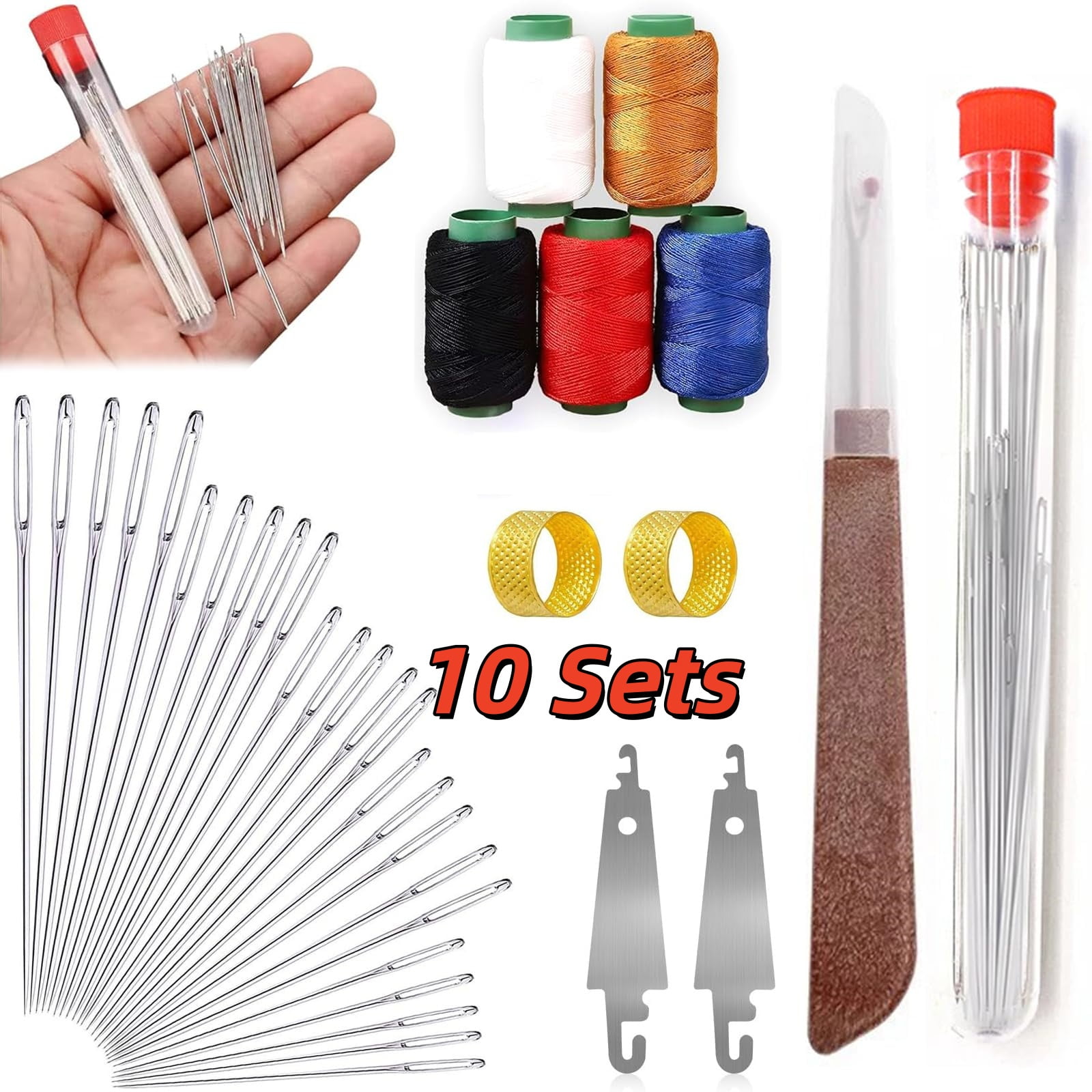 Sewing Kit, 36 PCS Big Eye Stainless Steel Needles for Hand Sewing, 2025 Beginner-Friendly Professional Stainless Steel Sewing Needles Kits, DIY Hand Craft Set for Handcraft Lovers(10 Sets)