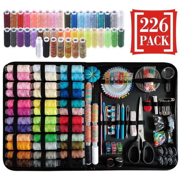 Sewing Kit 43 XL Spools Case Portable Basic Repair Kit for Adults Beginners & Travelers 226 Pcs