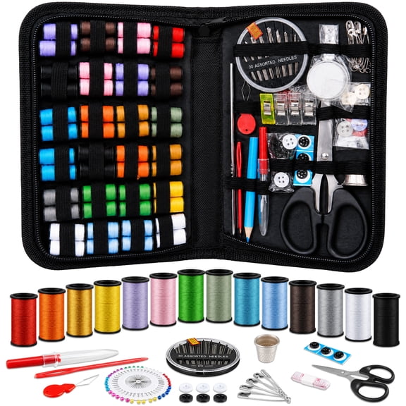Sewing Kit for Adults, 160Pcs Needle and Thread Travel Kit, Sewing Supplies, Needle and Thread Kit, Portable for Travel, Emergency, Beginner, Christmas Birthday Holiday Gifts for Mom Women