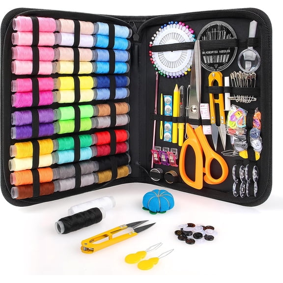 Sewing Kit for Adults, 198 count Newly Upgraded and Thread Kit Gifts for Mom Grandma , Sewing Accessories with Case Portable for , Work, Travel, (198pcs Sewing Supplies)