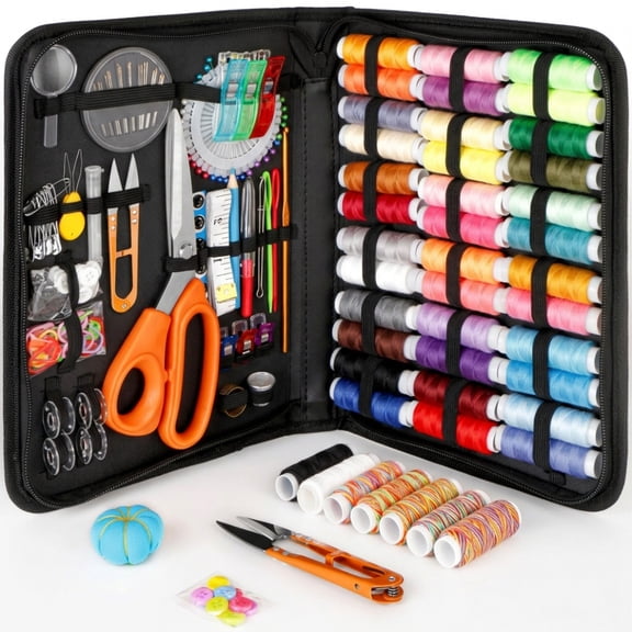 Sewing Kit for Adults Beginners, Portable Needle and Thread Repair Set, Heavy Duty Tailor Scissors, 43XL Thread and Yarn Snips, Complete Sewing Supplies for Home, Travel, College Dorm, Multicolor