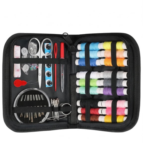 Sewing Kit for Adults,College Dorm Essentials, Portable Sewing Supplies Accessories with Thread,Needles,Scissors,Travel Repair Kit for Mom,Grandma, Beginner, Emergency Home and Travel Use (Black)