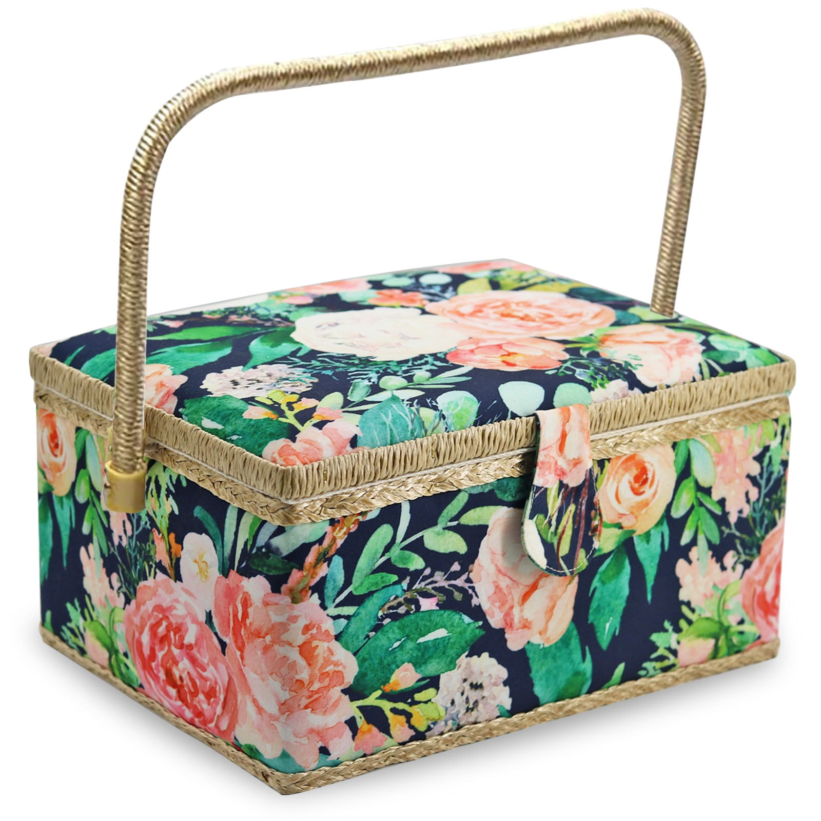 Sewing Kit Basket, Large Sewing box with Accessories in Pink Rose