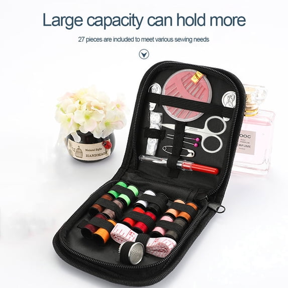 Sewing Kit Home Sewing Supplies Set Portable Needle and Thread Kit Emergency Mending Accessories for Travel Beginners DIY Repairs with Storage Case Holder #704 Black