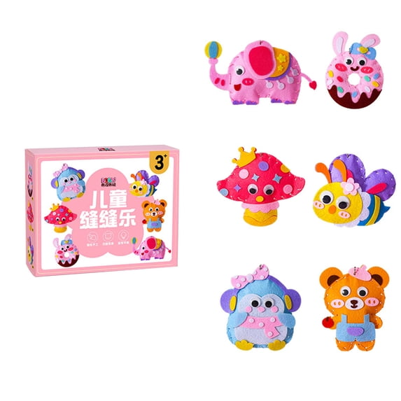 Sewing Kit for Kids, Animal 6 Thick Easy DIY Projects Sewing Kits, Beginners Girls Arts & Crafts for Ages 5+, Instructions & Felt, Birthday Gifts, Enlightenment