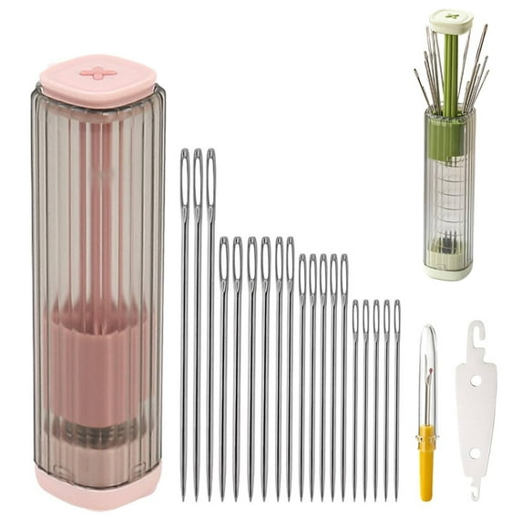 Sewing Kit (Needle Organizer, Portable Repair Kit), Pink, Sewing Needle Case, Magnetic, Pop-Up Tray, Portable, For Travel & Home Use, Meiiso