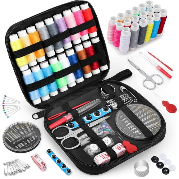 Sewing Kit, Needle and Thread Kit, Small Mini Sewing Kit, Travel, Basic, Beginner Sew Kit for Grandma, Mom, Friend, Adults Kids, Contains Sewing Needles, Needle Threaders, Sewing Thread (86Pcs)