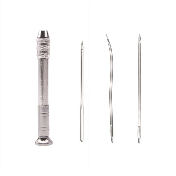 Sewing Kit, Professional Leather Sewing Needle with Handle, Hand Sewing Tool for Leather Canvas Shoe Repair, Saddle Coat Bookbinding – Alloy Metal Craft Kit