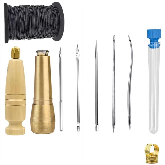 Sewing Kit, Professional Leather Sewing Needle with Handle, Hand Sewing Tool for Leather Canvas Shoe Repair, Saddle Coat Bookbinding – Alloy Metal Craft Kit