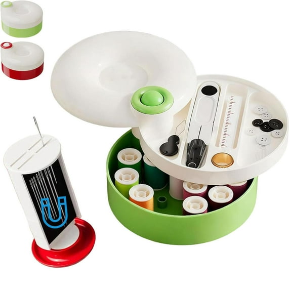 Sewing Kit, Rotating Magnetic Sewing Kit, Portable Travel Sewing Kit, 21pcs Mini Sewing Kit, Needles Thread Tool, ABS Compact Case, Multi-Color Thread, Multi-Compartment