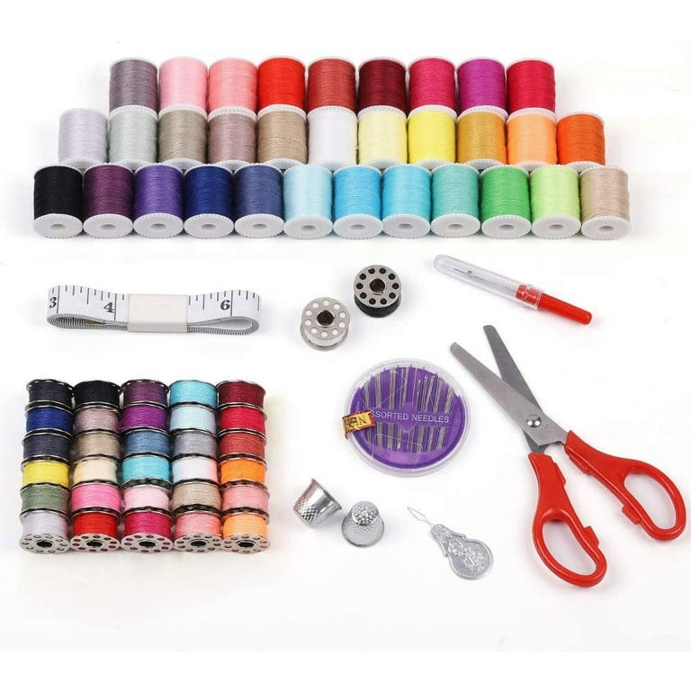Sewing Kit for Traveler, Adults, Beginner, Emergency, DIY Sewing Supplies  Organizer Filled with Scissors, Thimble, Thread, Sewing Needles, Tape