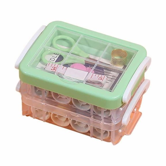 jileijar Sewing Kit Tool Storage Box Needle Thread Scissor Organizer Contai P9H0