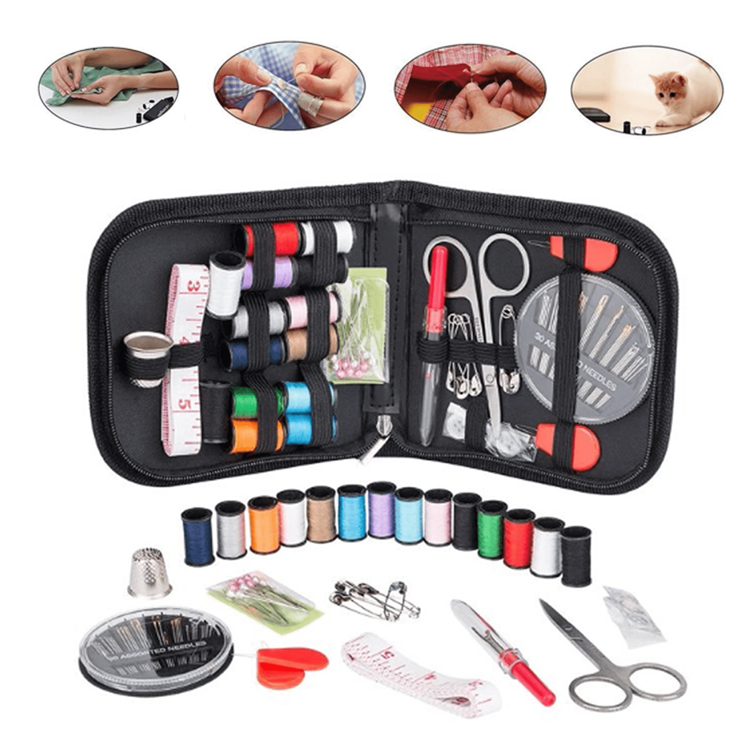 Fermoirper Sewing Kit - Travel Sewing Kit Mini Sewing Kit Travel Size  Portable Sewing Essentials for Beginners and Professionals Includes Needles