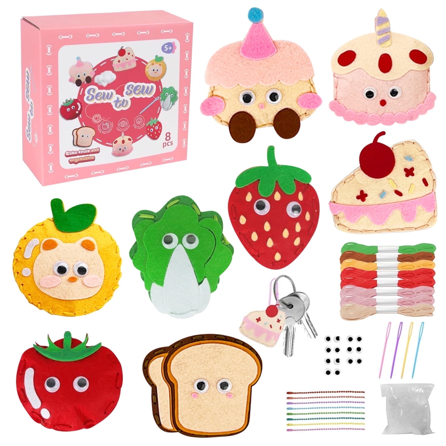 Sewing Kit for Kids, 8 Sewing Projects, Beginners Arts and Crafts for Girls Ages 5 6 7 8 9 10 11 12