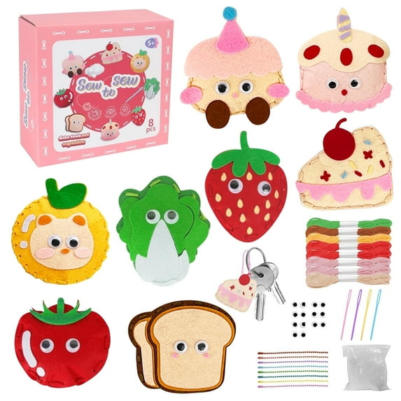 Sewing Kit for Kids, 8 Sewing Projects, Beginners Arts and Crafts for Girls Ages 5 6 7 8 9 10 11 12