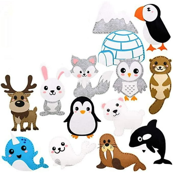 Sewing Kit for Kids,Felt Animals Children Birthday Gifts Educational Toys Stuffed Animals Set DIY Kits for Girls and Boys