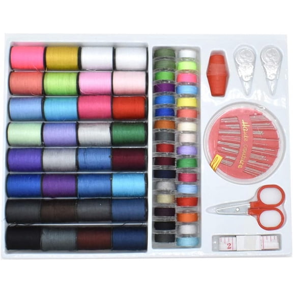 Sewing Kit with 100 Basic Sewing Accessories, 64 Spools of Thread Mini Sewing kit for Beginners,Traveller, Emergency, Whole Family to Mend and Repair