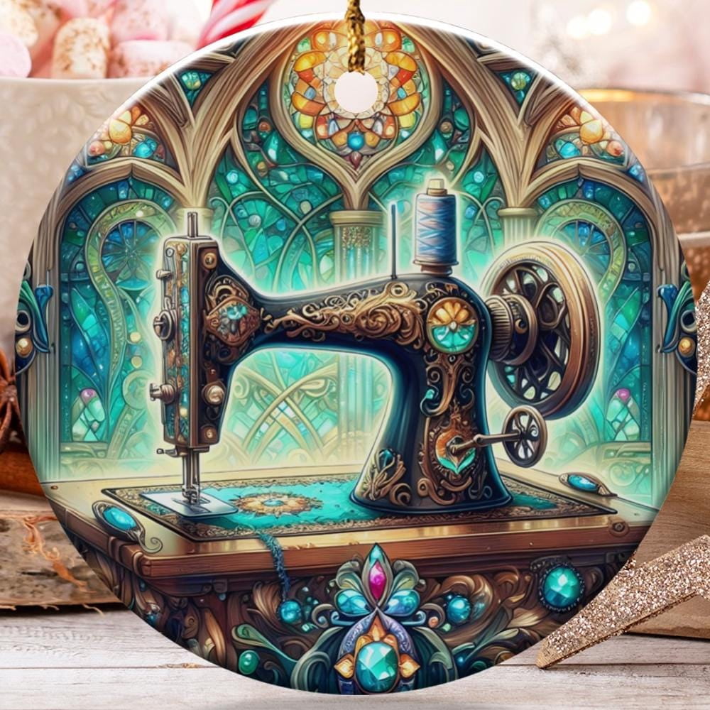 Sweing Machine Dress Sewing Machine 2D FLAT Ceramic Ornament - Walmart.com