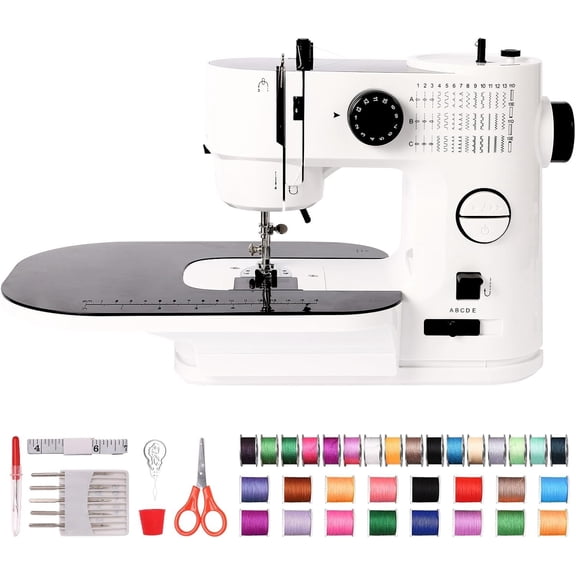 Sewing Machine, 39 Applications, Portable Household Electric Sewing Machine for beginners, with expansion Table, Foot Pedal, Light, Storage Drawer, Sewing Accessory Kit