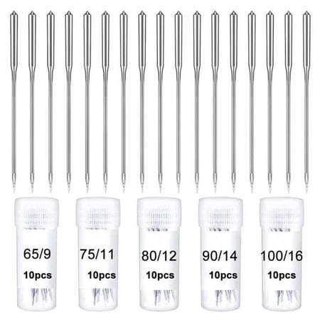 Sewing Machine, 50 Count, Universal Regular Point for Singer,,,, Sizes 65/9, 75/11, 80/12, 90/14, 100/16