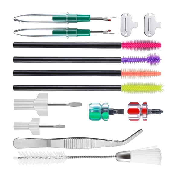 Sewing Machine Repair Tool Tweezer Double Headed Brush Seam Rippers Silicone Brush for Repair Cleaning Machine Sewing
