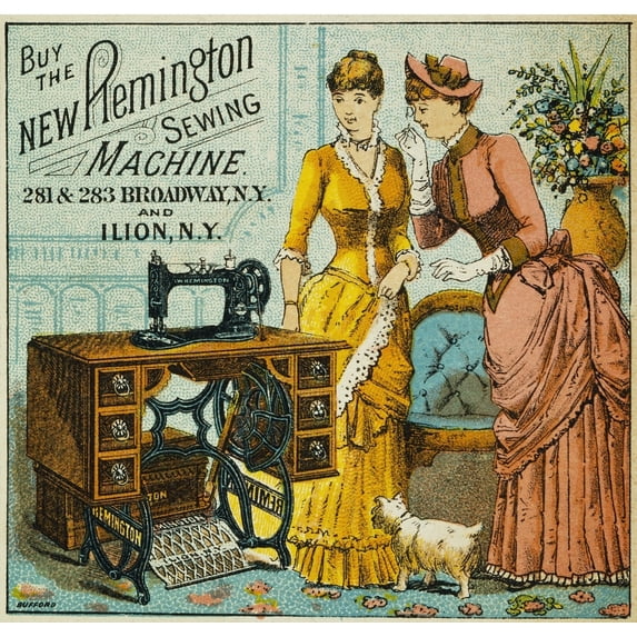 Sewing Machine Ad C1880. Namerican Merchant Trade Card C1880 For The 'New Remington Sewing Machine.' Print by