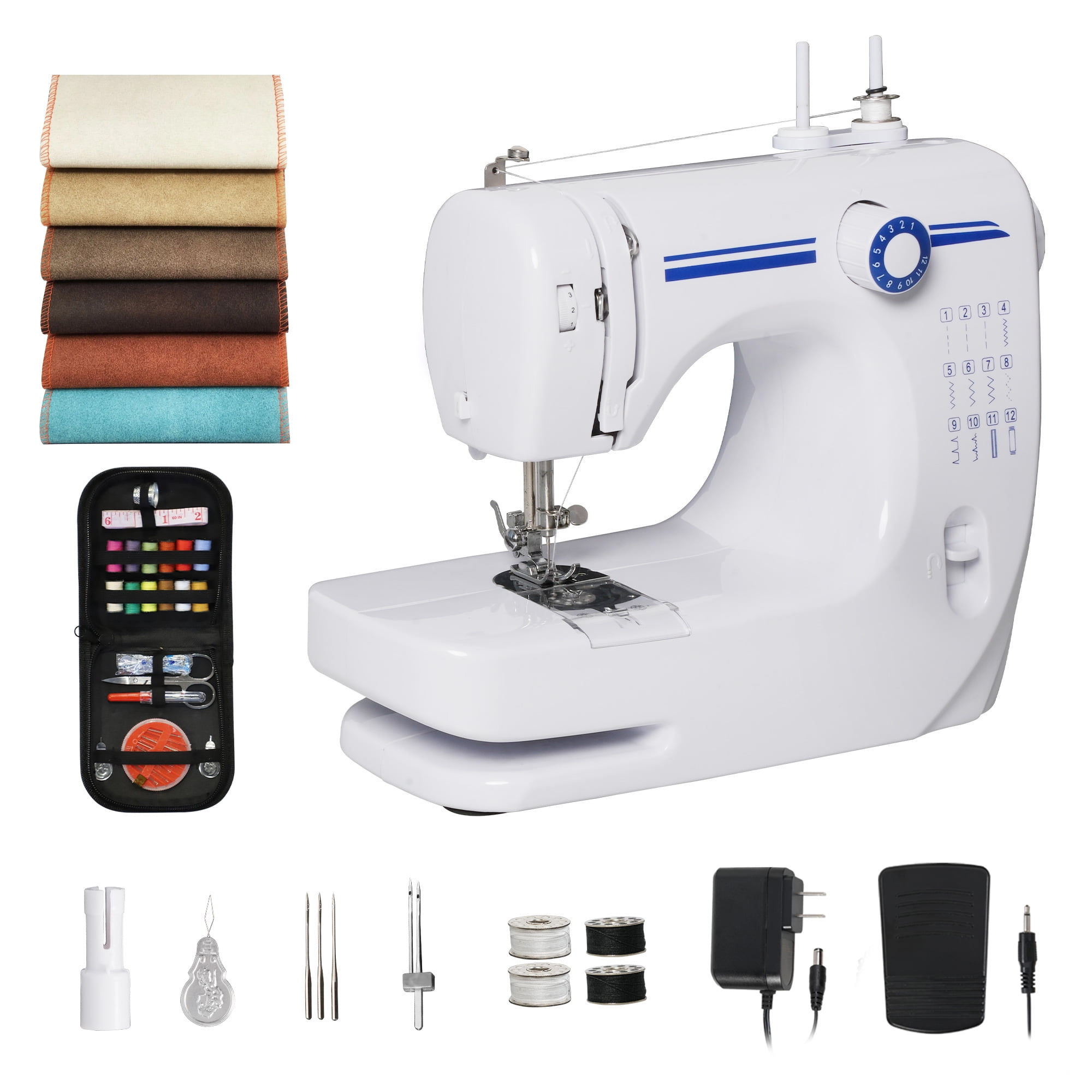 Sewing Machine for Beginners, Portable Mini Sewing Machine, Upgraded Double  Needle Sewing, 12 Built-in Stitches, 2 Speeds Double Thread with Foot