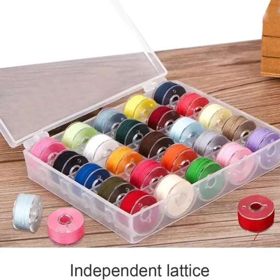 Sewing Machine Bobbin Case with 25 Empty Sewing Bobbins in Clear Plastic Storage Box for Home Sewing Machines and Thread Organization Tasks A083 Clear