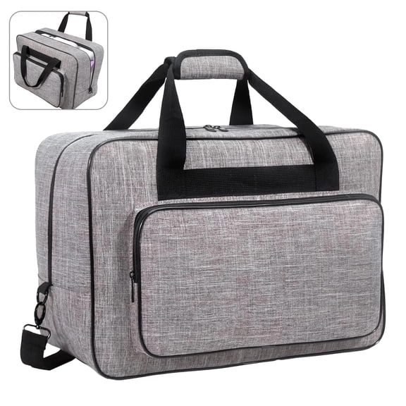 Sewing Machine Carrying Case, Portable Universal Sewing Machine Tote Bag for Travel and Storage, Sewing Machine Storage Bag with Shoulder Strap & Handles, Fits Most Standard Machines, Gray