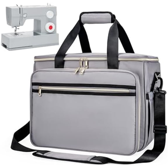 Sewing Machine Carrying Case with Removable Bottom Padding, Sewing Machine Bag Fits Most Standard Sewing Machines and Storage Sewing Accessories, for Singer, Brother, Janome, Gray,(Bag Only)